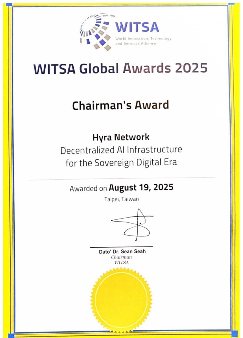 Hyra Network Wins Prestigious Chairman’s Award 2025 at WI...