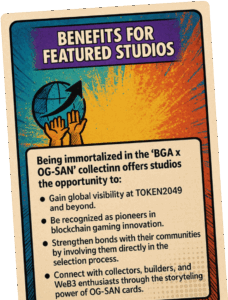 Découvrez la collection “BGA x OG-SAN” d’EverdreamSoft et de la BGA, célébrant les pionniers du Web3 et du gaming à TOKEN2049 Singapour.