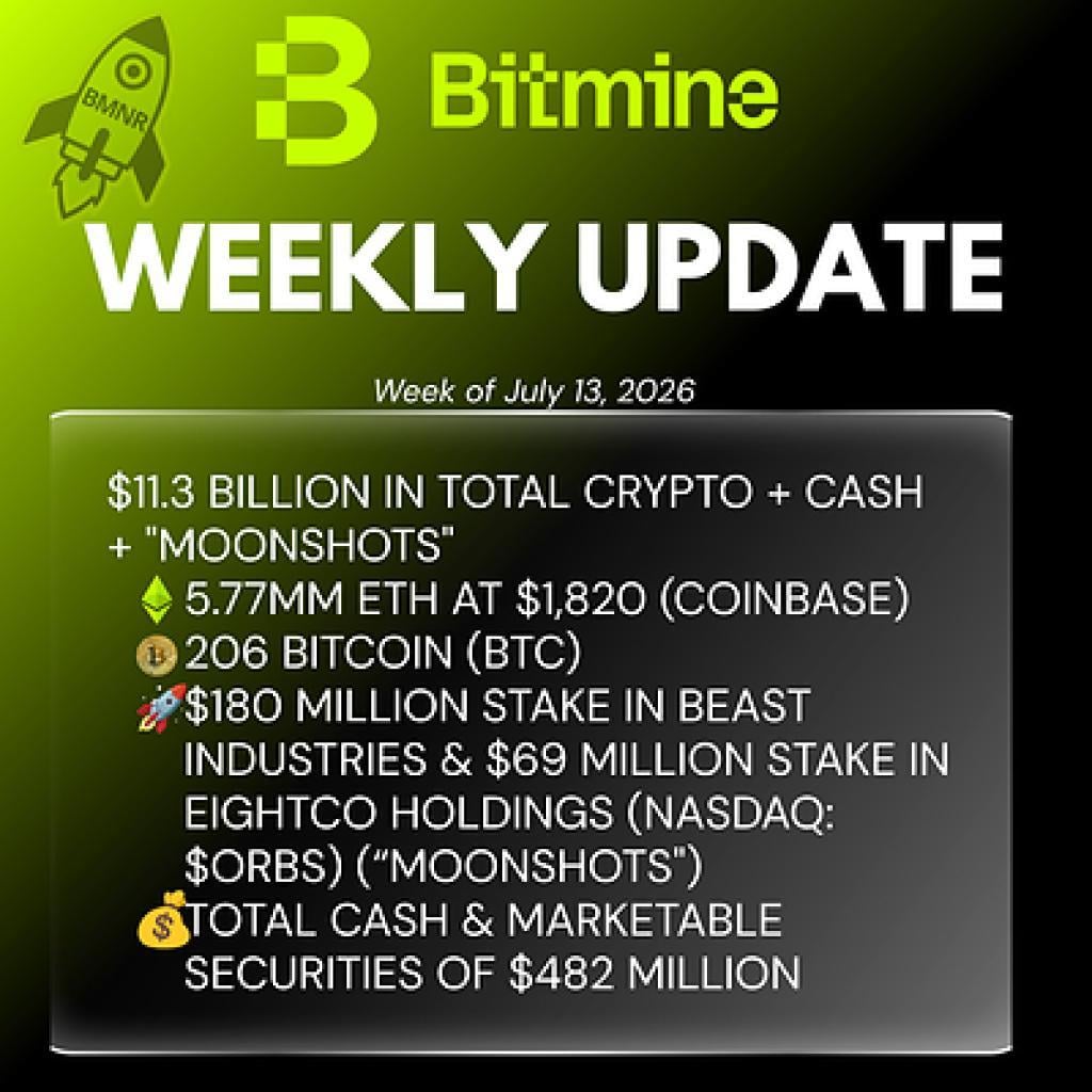 Bitmine Immersion Technologies (BMNR) Announces ETH Holdi...