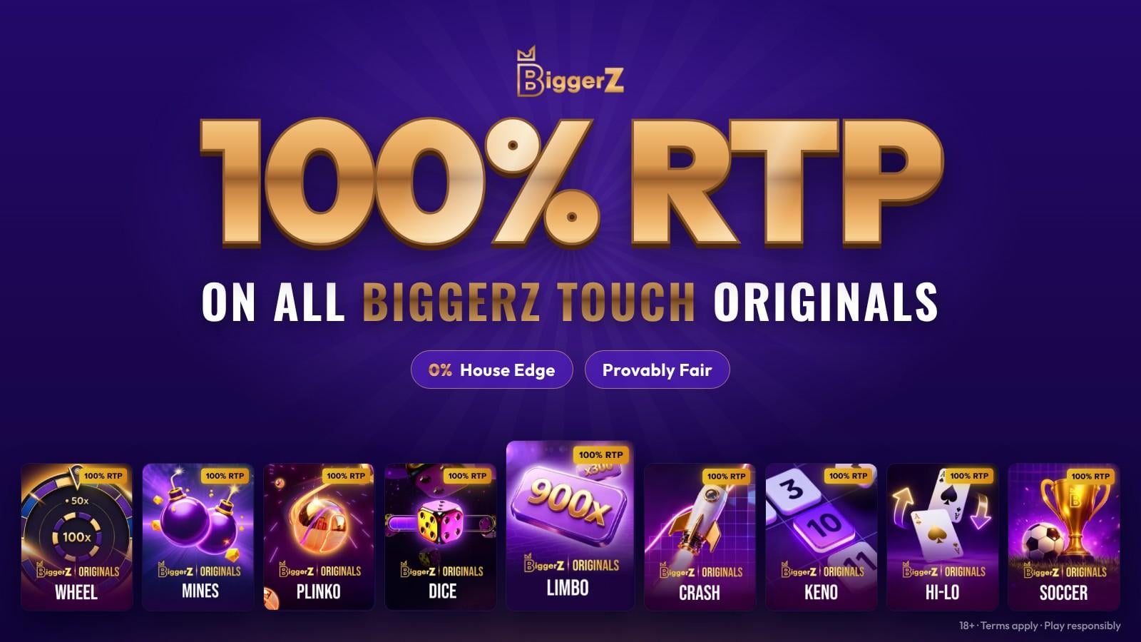 BiggerZ Crypto Casino Launches 100% RTP Originals With 0%...